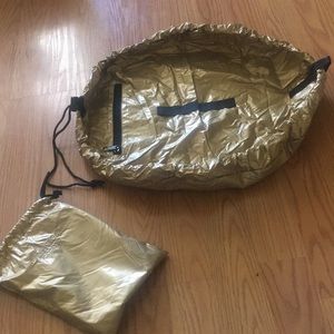 Gold Drawstring Lay N Go Makeup Bag
